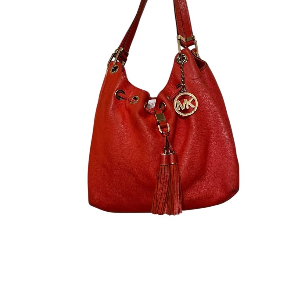 Michael kors Red Leather Tassel Hobo Bag with Gold Hardware bucket bag - Picture 3 of 12